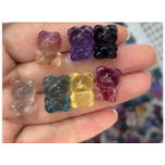 Carvings - Teddy Bear (about 15x20mm) in rainbow Fluorite Mix stones - 10 pcs pack